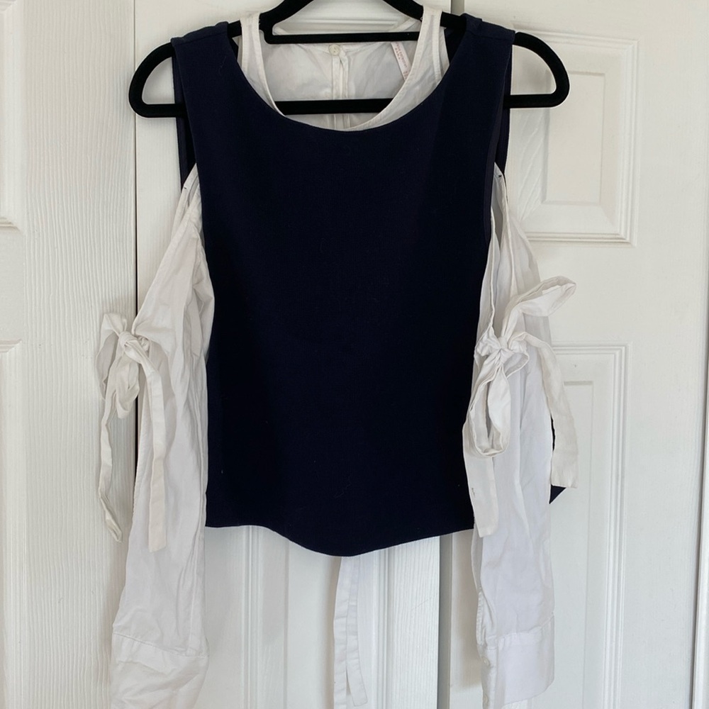 Zara Double layer cutout top Dark Blue Sz S